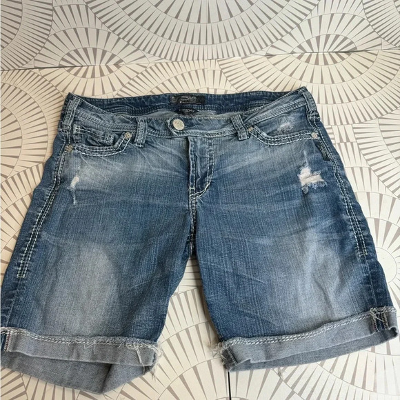 Silver Jeans Blue Cuffed Jean Shorts - Picture 1 of 11